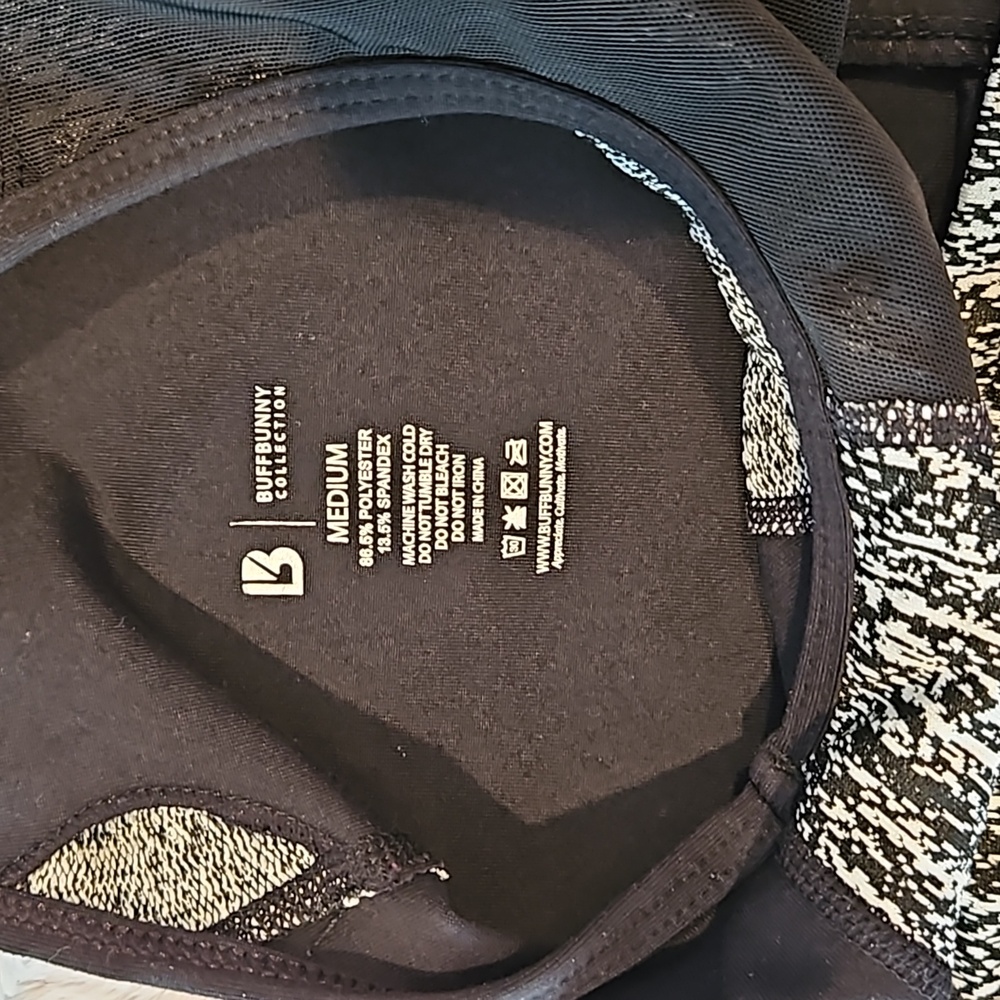 Buffbunny Black & White Jacquard Zip-front Sports Bra, Sz. M - Picture 5 of 10